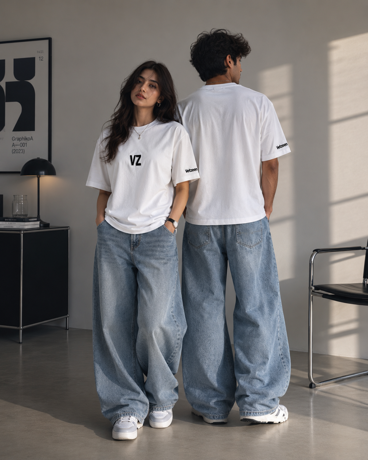 Velzeen Embroidery Drop Shoulder Tee