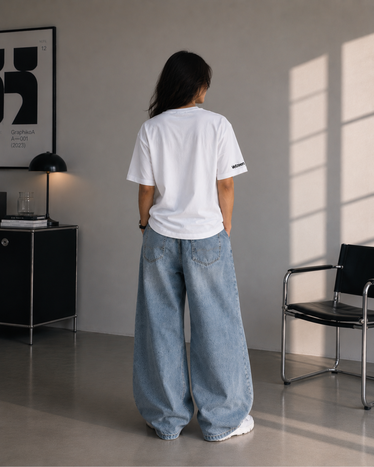 Velzeen Embroidery Drop Shoulder Tee